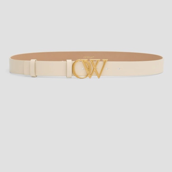 Elegant Cream Belt with Gold Buckle